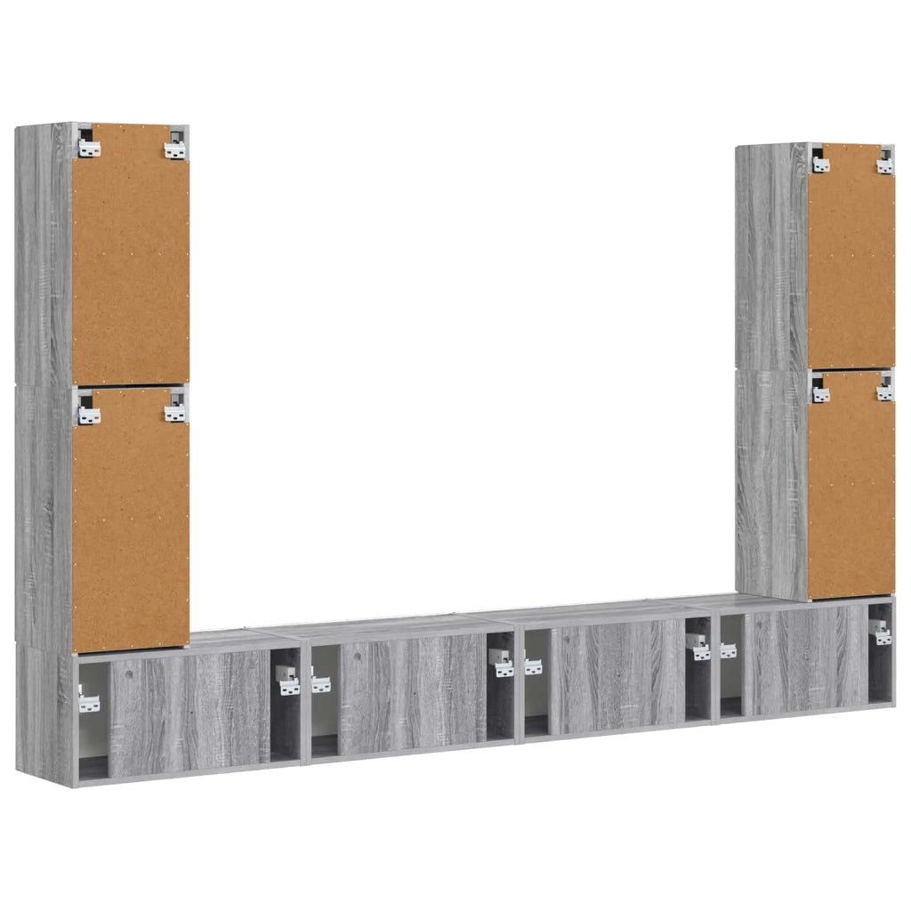 Set mobile TV 8 pcs Grigio Sonoma Legno multistrato 3409138