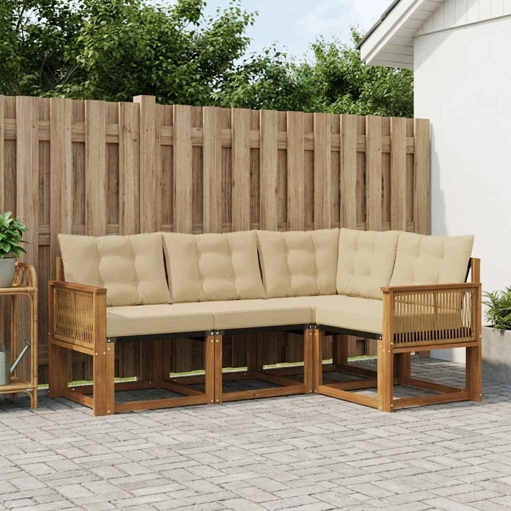 Set di divani da esterno 4 pz Naturale e Beige 3381925