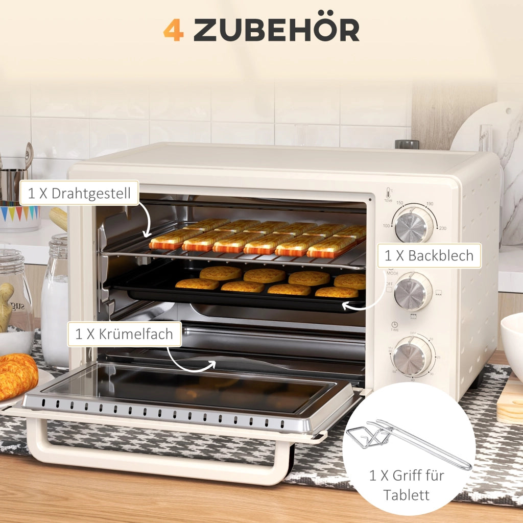 Forno Elettrico Mini 21L ¨C Xylo ¨C 3 Modalit¨¤ Cottura, 100-230¡ãC, Acciaio Inox, Crema
