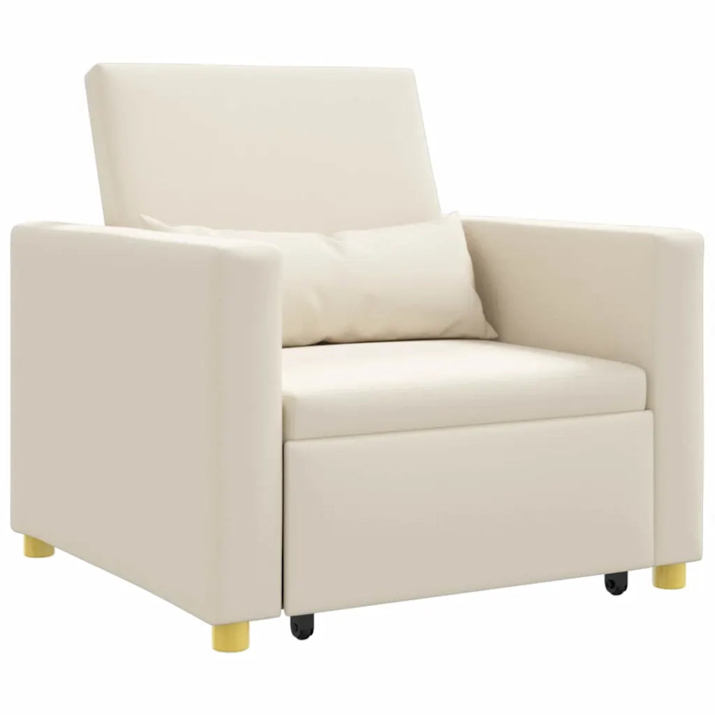 vidaXL Divano Letto Singolo Bianco crema 90 x 165 x 87 cm Tela