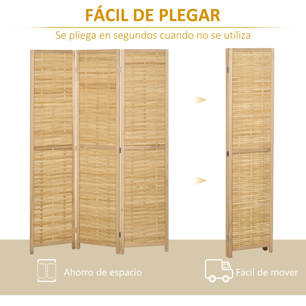 Biombo 3 Pannelli Pieghevole ¨C Zephmum ¨C Bamb¨´ Naturale 120x1.8x170 cm