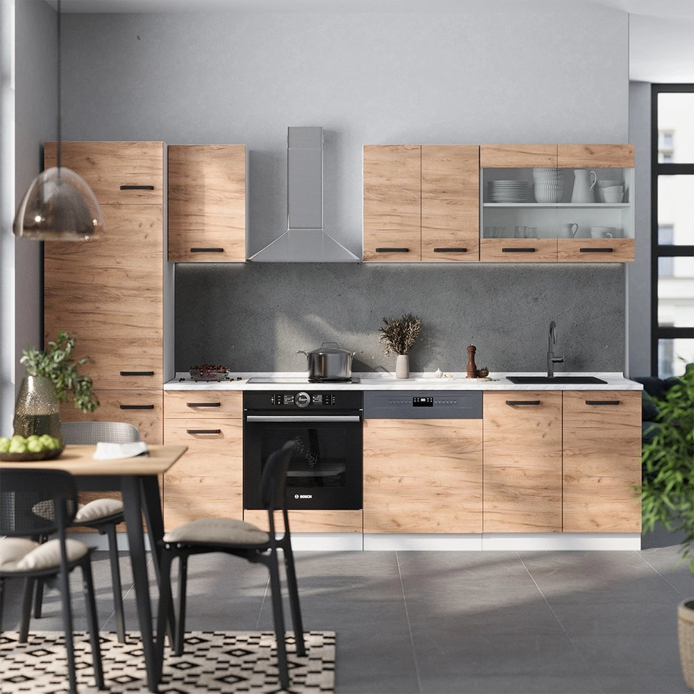 Cucina componibile R-Line Rovere dorato/Bianco 300 cm PL Rovere Vicco