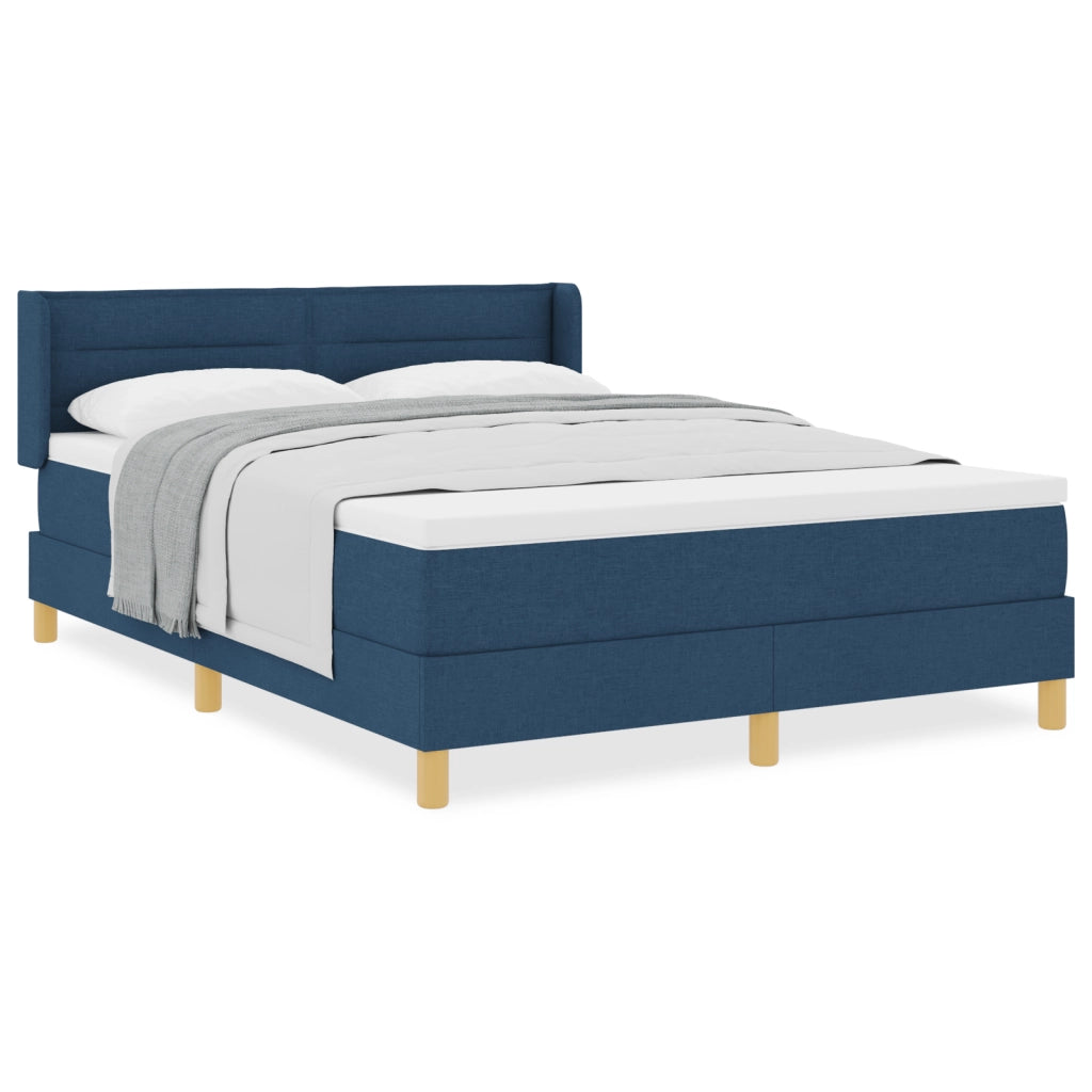 Letto Box Spring con Materasso Blu 140x190 cm Tessuto