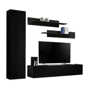Mobile TV FLY G1 design, colore nero lucido. Mobile sospeso moderno e alla moda per il tuo soggiorno.