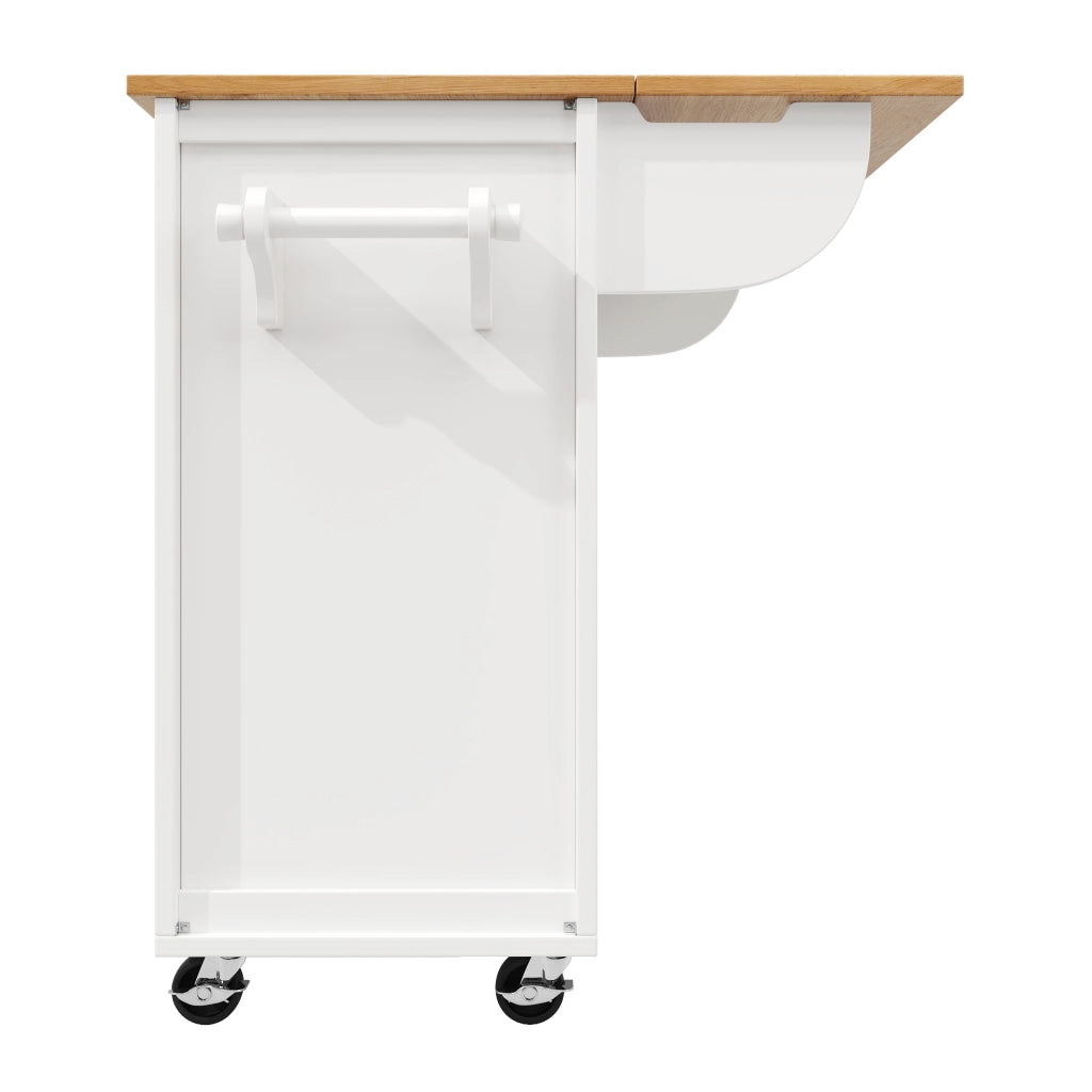 CARRELLO Cucina con piano ribaltabile 137,9x73x92,2 cm MDF bianco con ruote