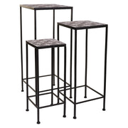 Set di 3 supporti per vasi da fiori in metallo nero