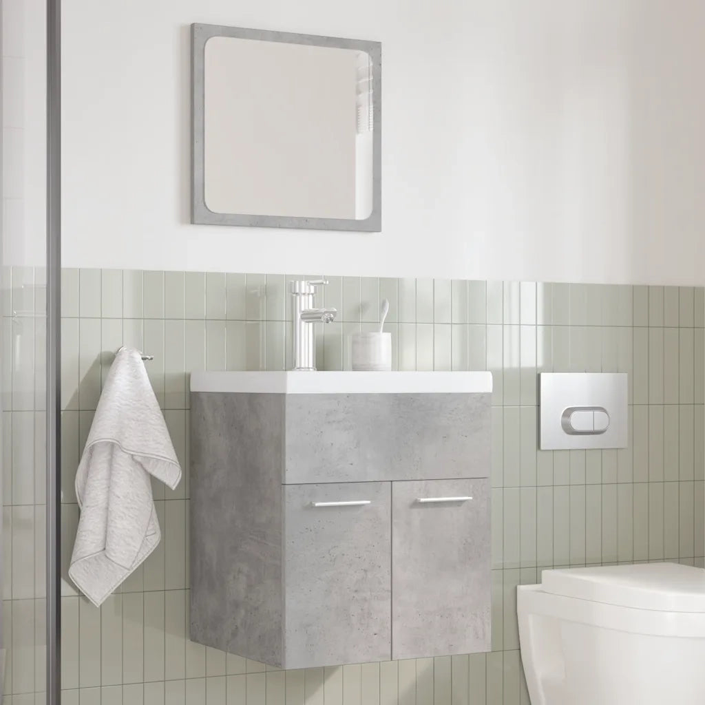 Set Mobili da Bagno 3 pz Grigio Cemento in Legno Multistrato
