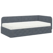 Letto singolo | Letto per adulti | Cornice del letto ad angolo Grigio scuro 90 x 190 cm Velluto