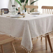 Tela da tavolo con colori lisci, rettangolare, tela da tavolo di cotone lino, adatta per la casa, decorazione della cucina.