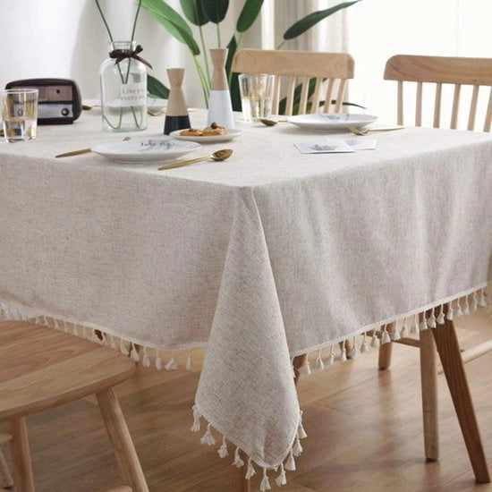 Tela da tavolo con colori lisci, rettangolare, tela da tavolo di cotone lino, adatta per la casa, decorazione della cucina.