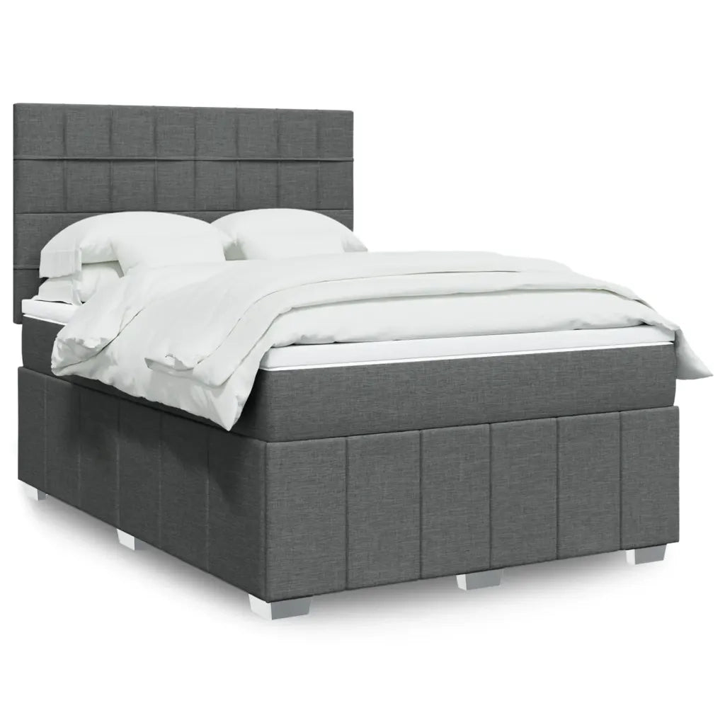 Giroletto a Molle con Materasso Grigio Scuro 140x200cm Tessuto