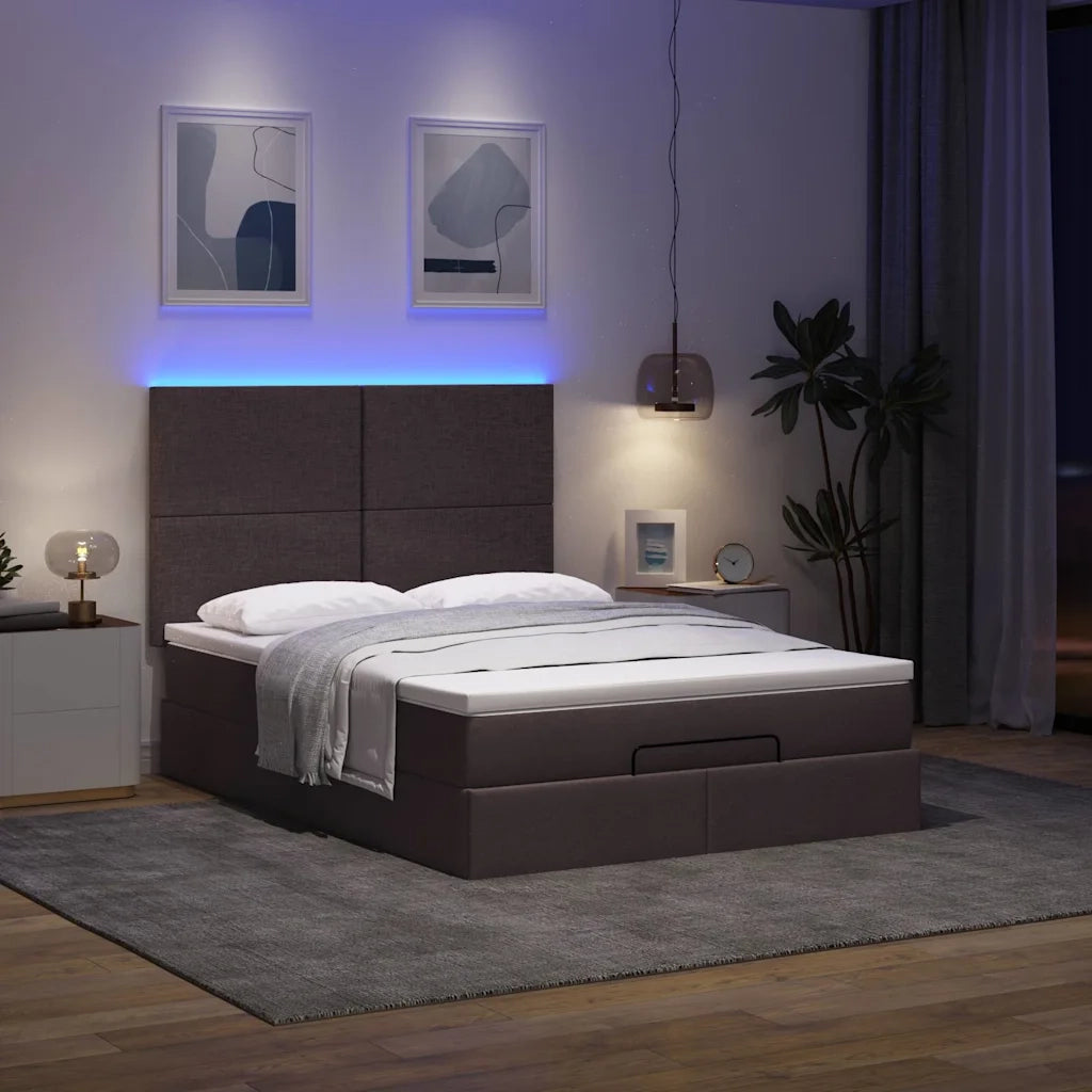 Struttura Letto Pouf con Materasso 140x190 cm in Tessuto 3313923