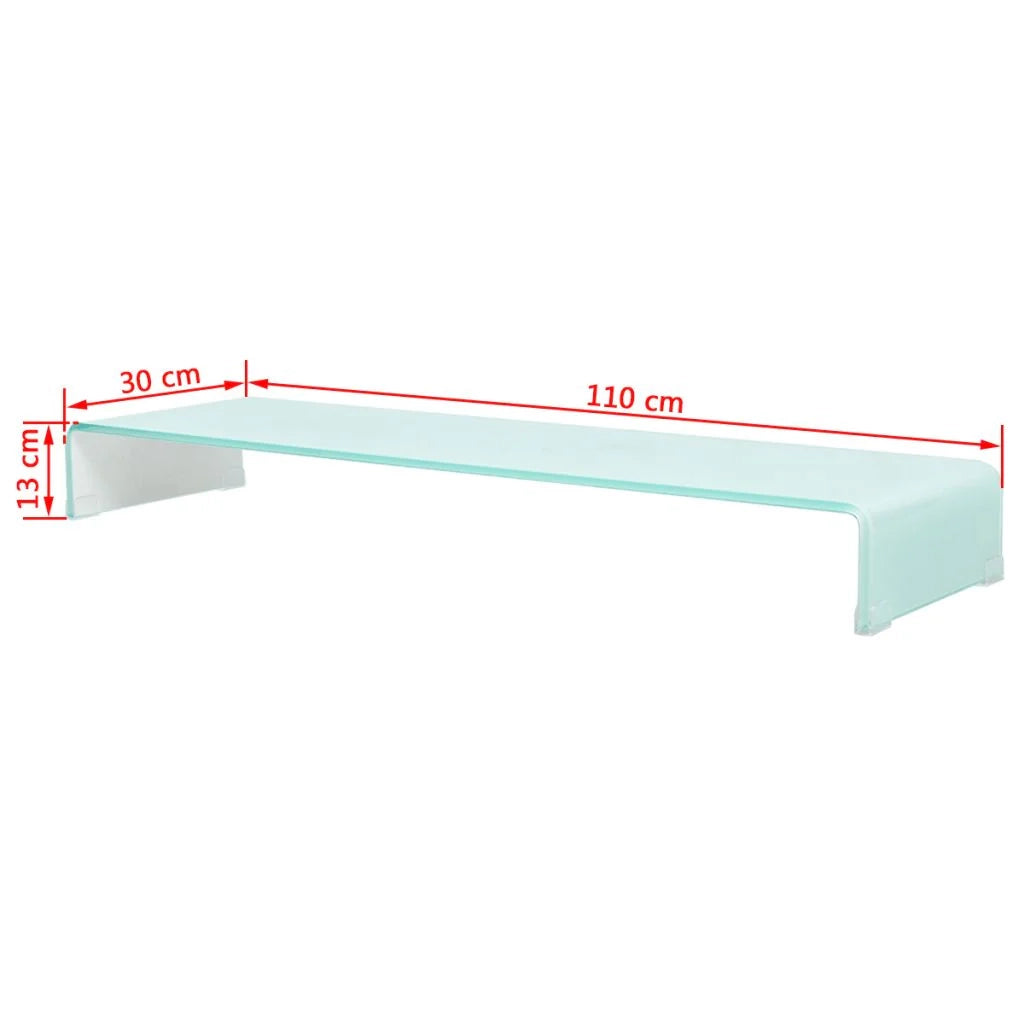 Pratico supporto TV/buffet/supporto per monitor di design per TV in vetro bianco da 110 cm 2502223