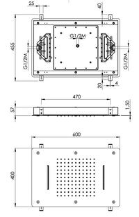 Soffione doccia doppio getto cascata ad incasso
