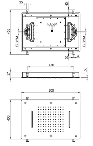 Soffione doccia doppio getto cascata ad incasso