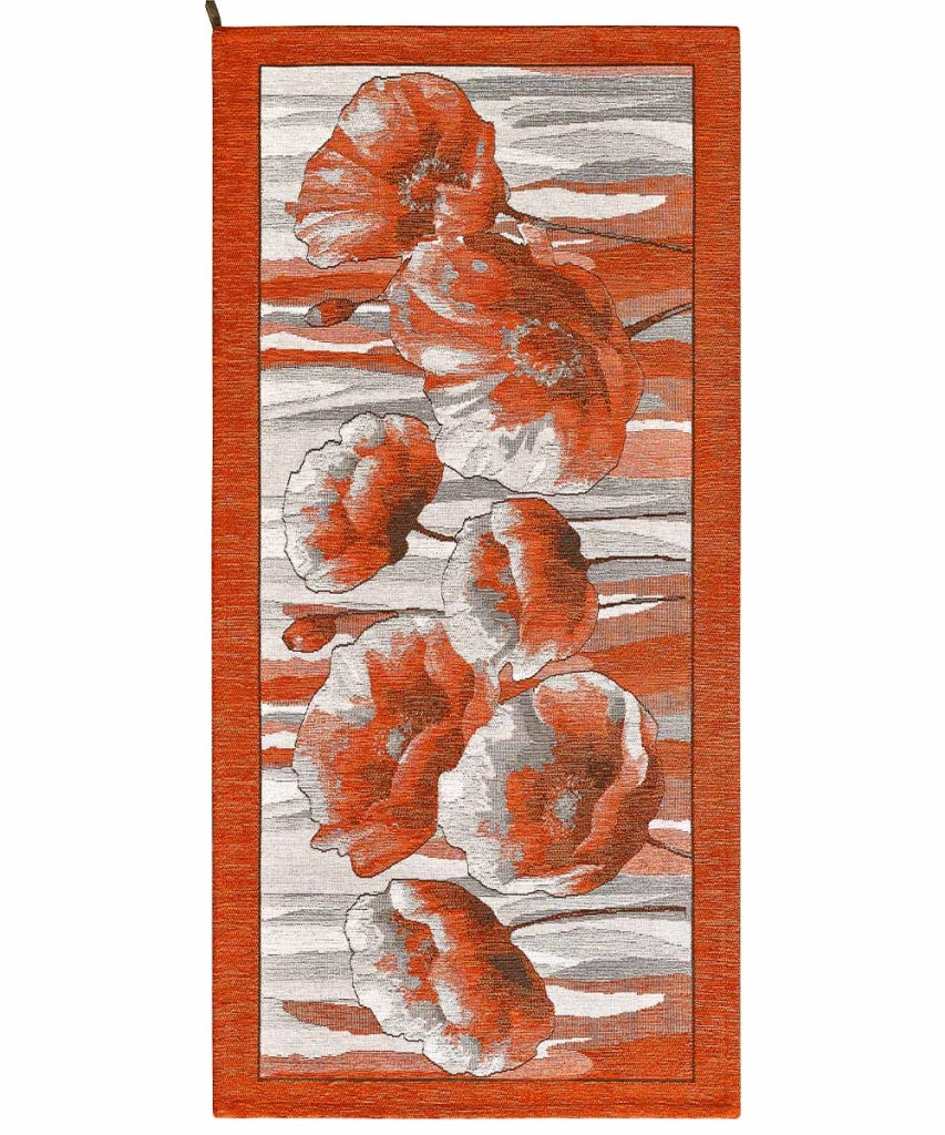 Tappeto AMSTERDAM ARANCIO moderno floreale tulipani, passatoia cucina multiuso lavabile antiscivolo cm.55x240