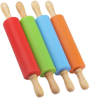 Set di 4 Mini Rotolini in Legno con Maniglia in Silicone - Ideali per la Preparazione di Panificati e Pizza - Facili da Pulire e Duraturi