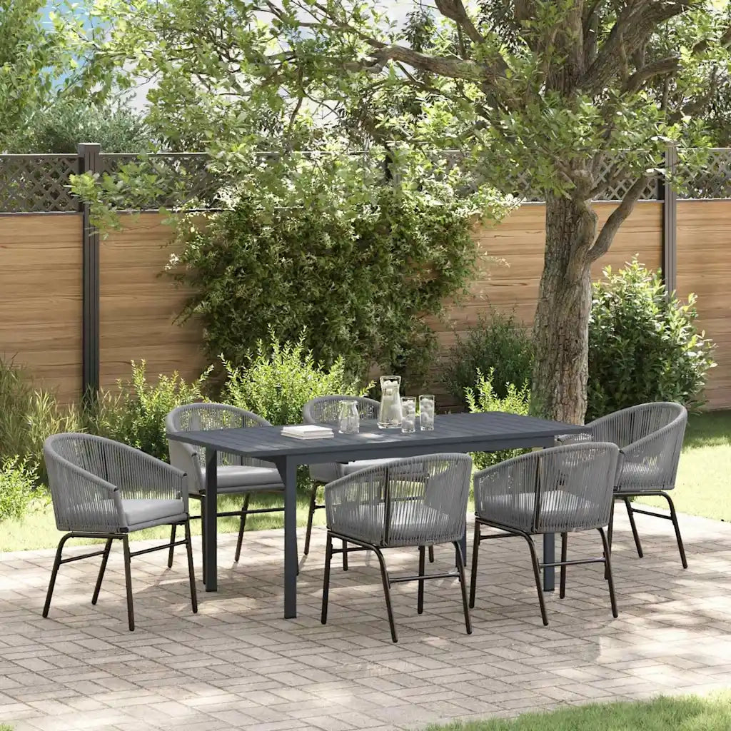 Set da Pranzo per Giardino 7 pcs Grigio polyrattan 3378826