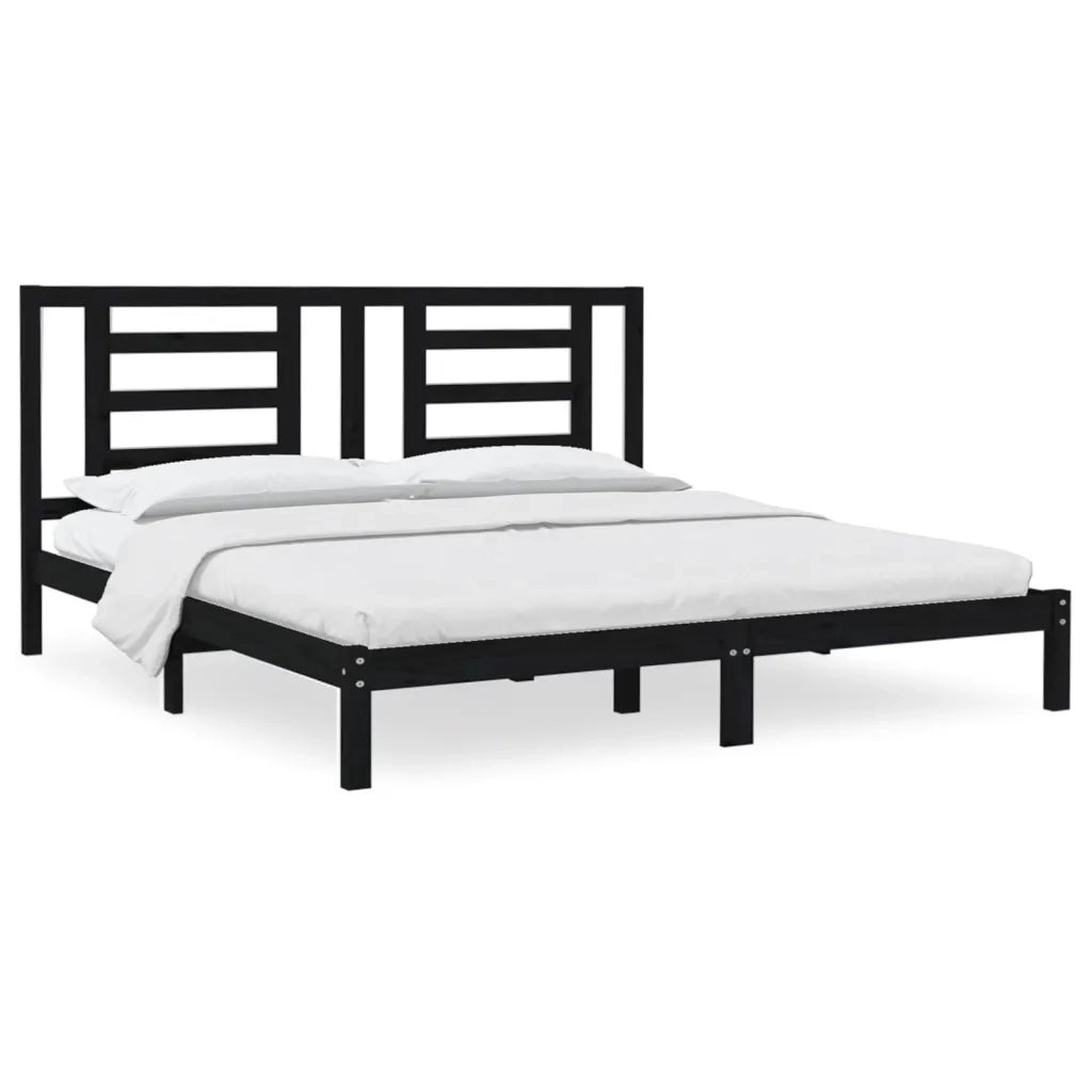 Giroletto Nero in Legno Massello di Pino 200x200 cm 3104372