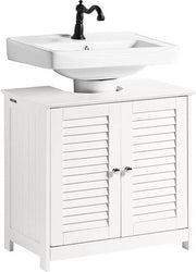 Cassettiera per WC - Sotto-scrivania - Armadio in MDF Bianco - Prevenzione muffa - Porta a rete decorativa - 57cm x 58cm x 35cm