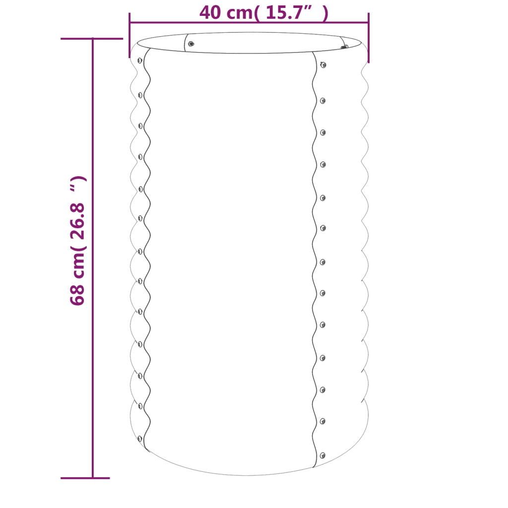 Vaso Giardino Acciaio Zincato 40x40x68 cm Marrone 318850