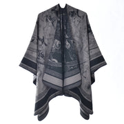Nuovo scialle/sciarpa reversibile in jacquard stampato, scialle double-face in cashmere