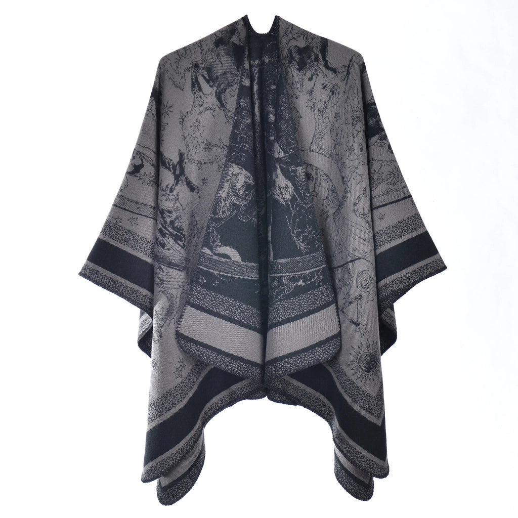 Nuovo scialle/sciarpa reversibile in jacquard stampato, scialle double-face in cashmere