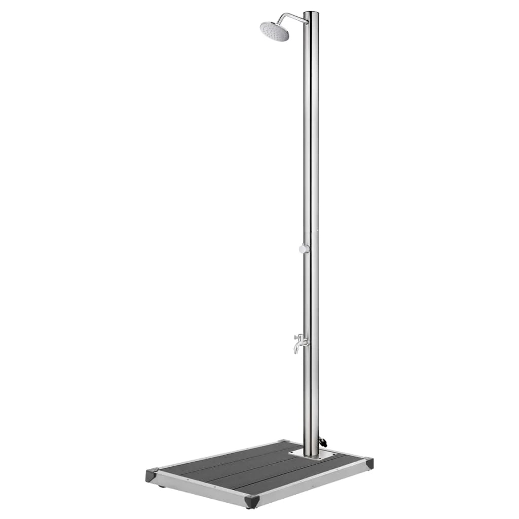 Doccia da giardino con base 220 cm acciaio inox grigio 02_0042039