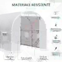Serra da Giardino a Tunnel 4x2x2m con Struttura in Acciaio e Telo in Polietilene Bianco