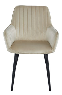 Valora SELO Sedia in velluto beige con gambe nere, set da 2