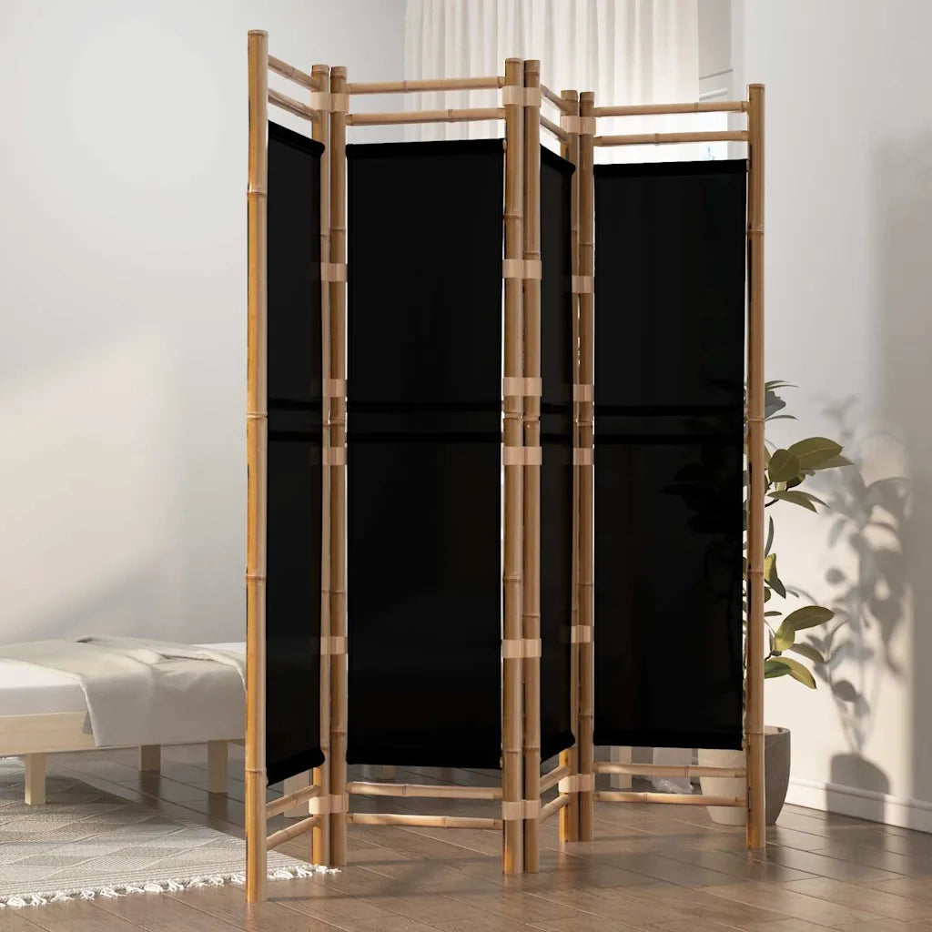 Divisorio Ambienti | Divider per stanze | Paravento 4 Pannelli Pieghevole 160 cm Bamb¨´ e Tela