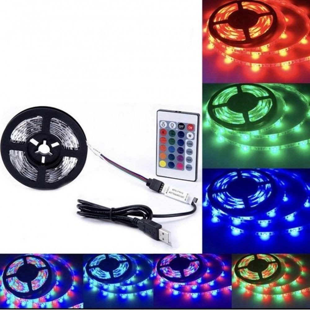 Trade Shop - Striscia Luminosa Led Rgb Smd5050 Impermeabile Ip67 Usb 5v Dc Con Telecomando 5mt Q-dt50 -