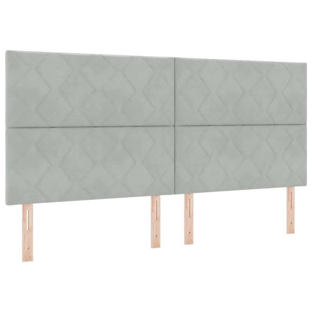 Letto a molle con testiera Grigio chiaro 200 x 200 cm Velluto 3345029