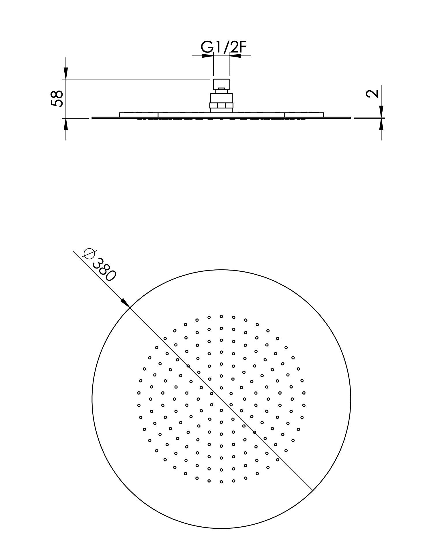 Soffione doccia ad incasso filomuro tondo