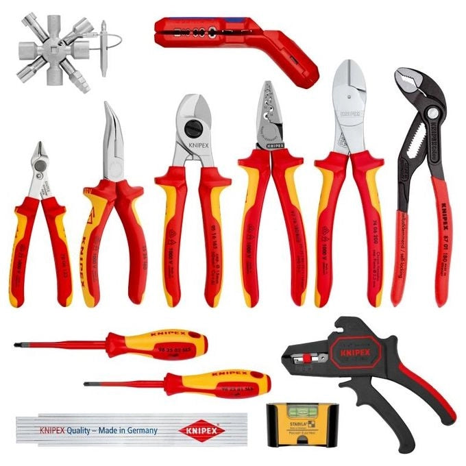 KNIPEX 00 20 90 V02 Assortimento di ampliamento Elettro 2 13 pezzi utensili isolati VDE fino a 1000 V colore Rosso Giallo