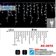 Trade Shop - Tenda Luminosa Natalizia 200led Luce Bianca Fissa + Bianca Intermittente Xc-3072 -