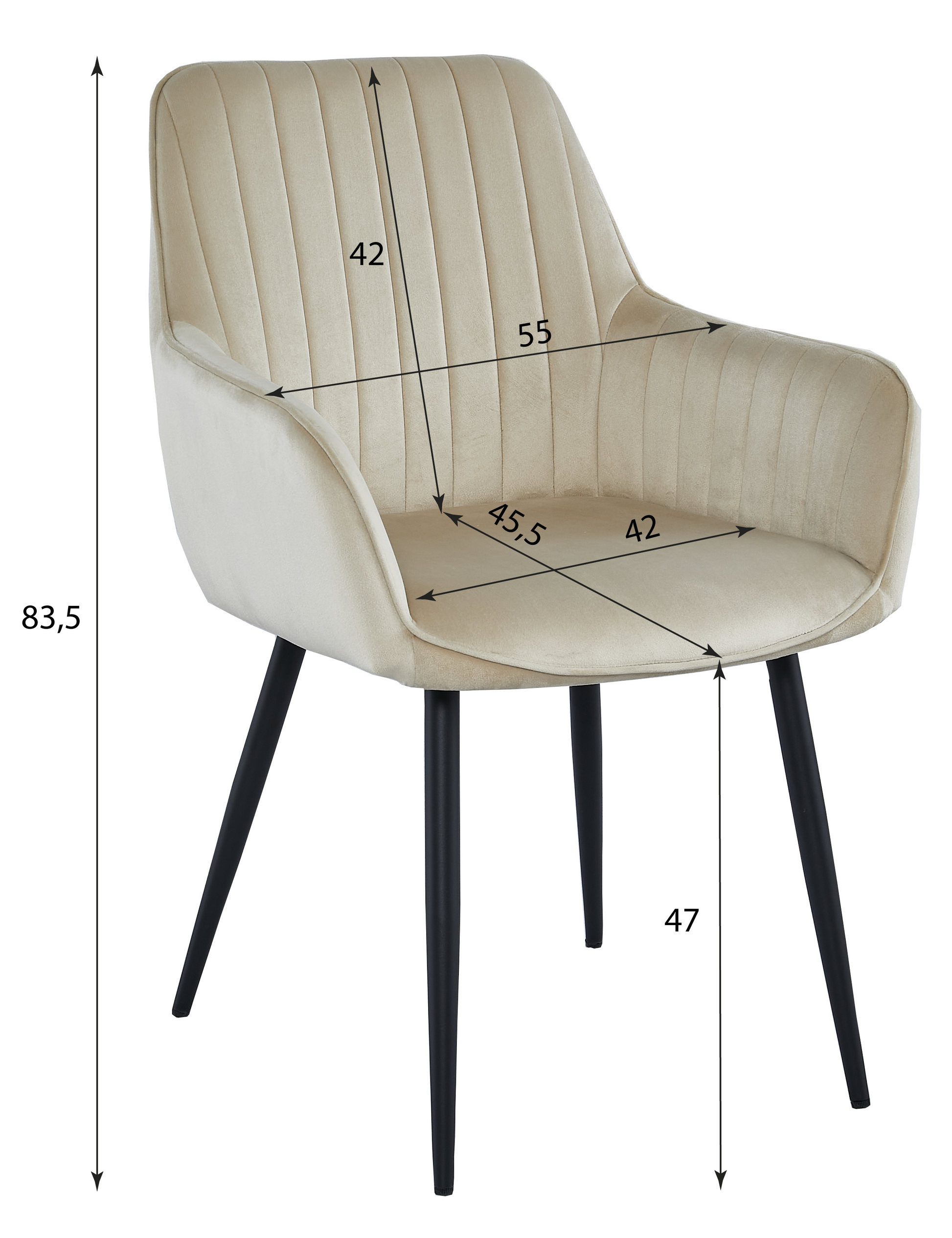 Sedia VALORA SELO - Velluto grigio scuro con gambe nere