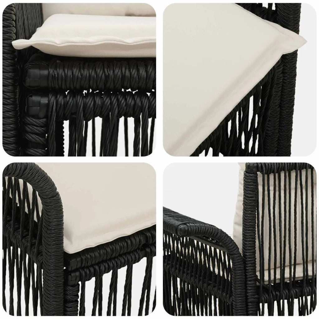 Divano da giardino 2-Numero di posti Nero polyrattan 42026692
