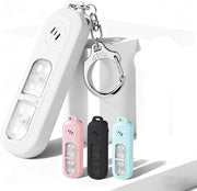 Sirena di sicurezza personale ricaricabile, 130 dB, con strobo e torcia LED, chiave per la difesa personale con funzione allarme, dispositivo di allarme per bambini, bianco