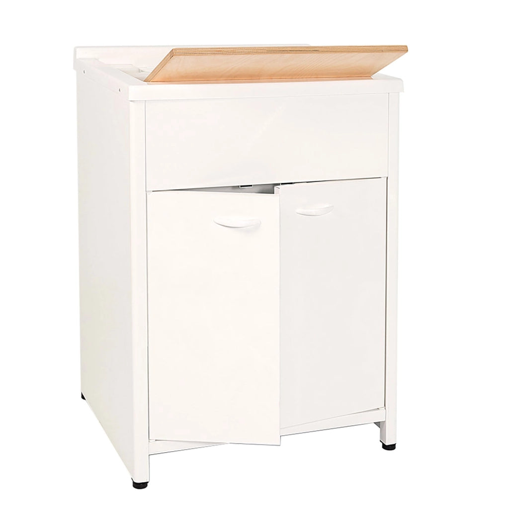 Mobile Lavatoio da Esterno in Polipropilene e Alluminio 60x50x83 cm Bianco