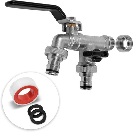 Cisterna per giardino in ottone 1/2 pollice e 3/4 pollice inclusa 2 connettori di tubo e cacciavite - cisterna per giardino resistente al gelo cisterna di scarico per giardino regolatore di livello (nero)