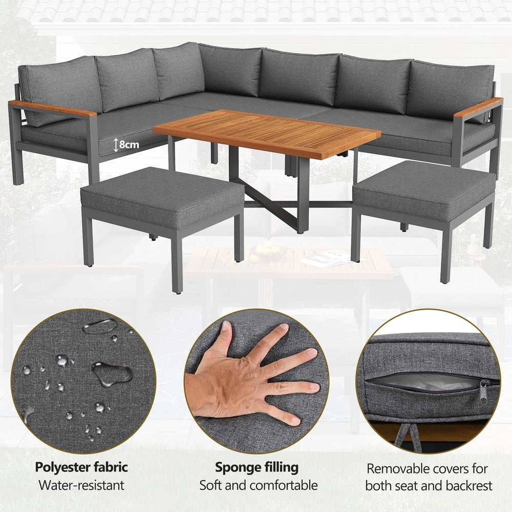 Set lounge giardino 7-8 persone - Zephmum- Struttura ferro zincato resistente alle intemperie