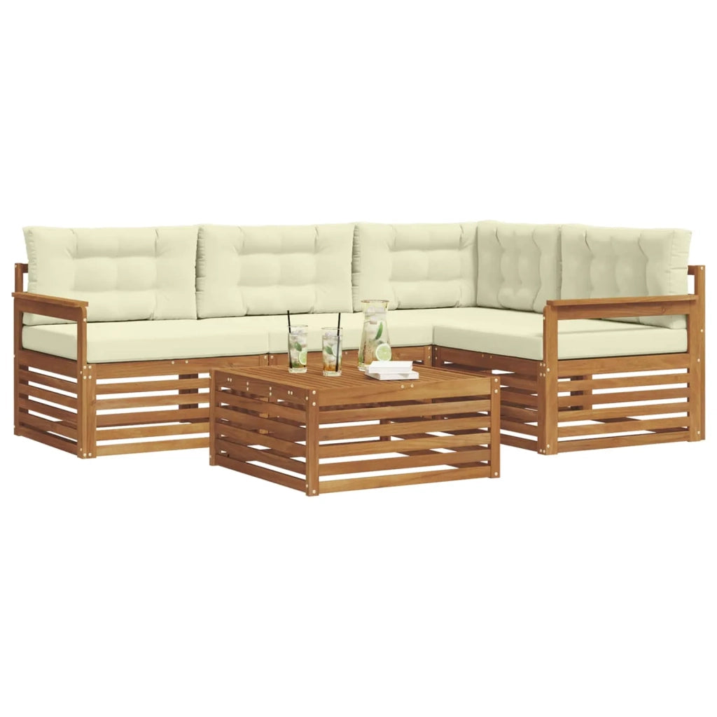 Set di divani da esterno con cuscino 5 pcs Naturale e Crema