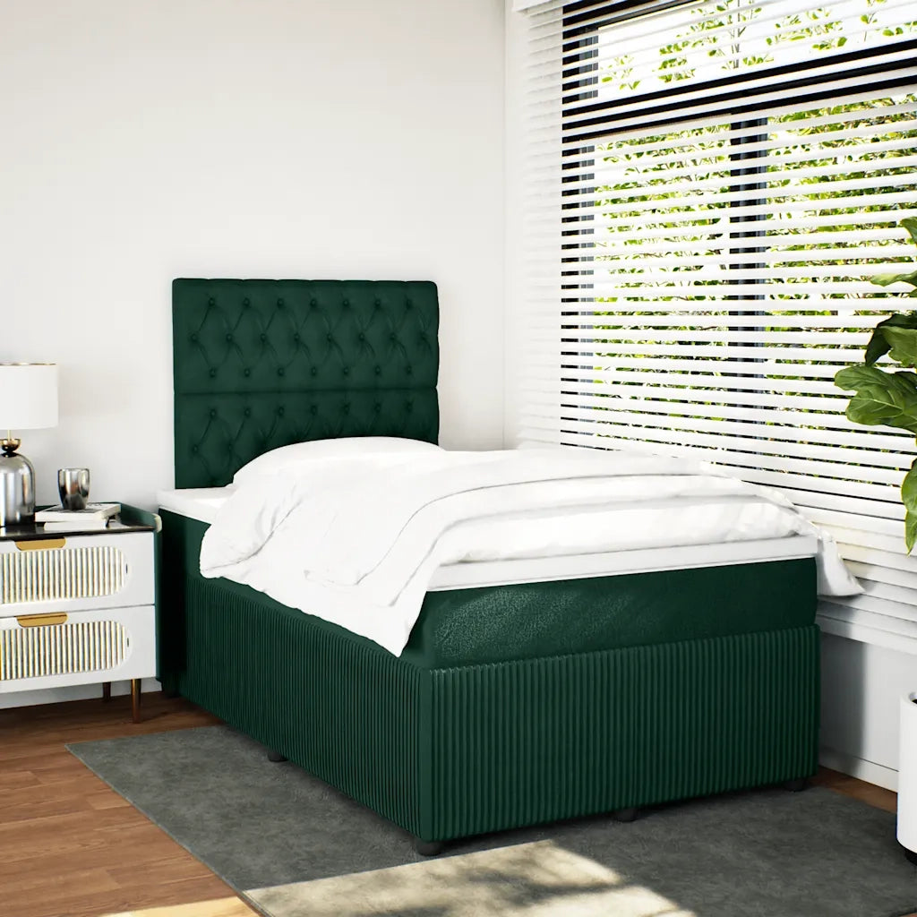 Giroletto a Molle con Materasso Verde Scuro 120x190 cm Velluto