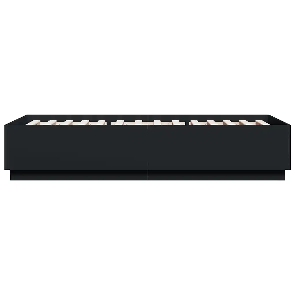 Giroletto con Luci LED Nero 100x200 cm in Legno Massello 3209626