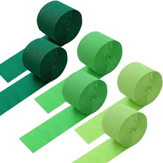 Papier per Crêpe 6 Pacchi - Verde chiaro/Verde/Verde scuro - 25m per pacchetto - Carta per decorazioni festive - Progetti DIY - Artigianato - Carta decorativa