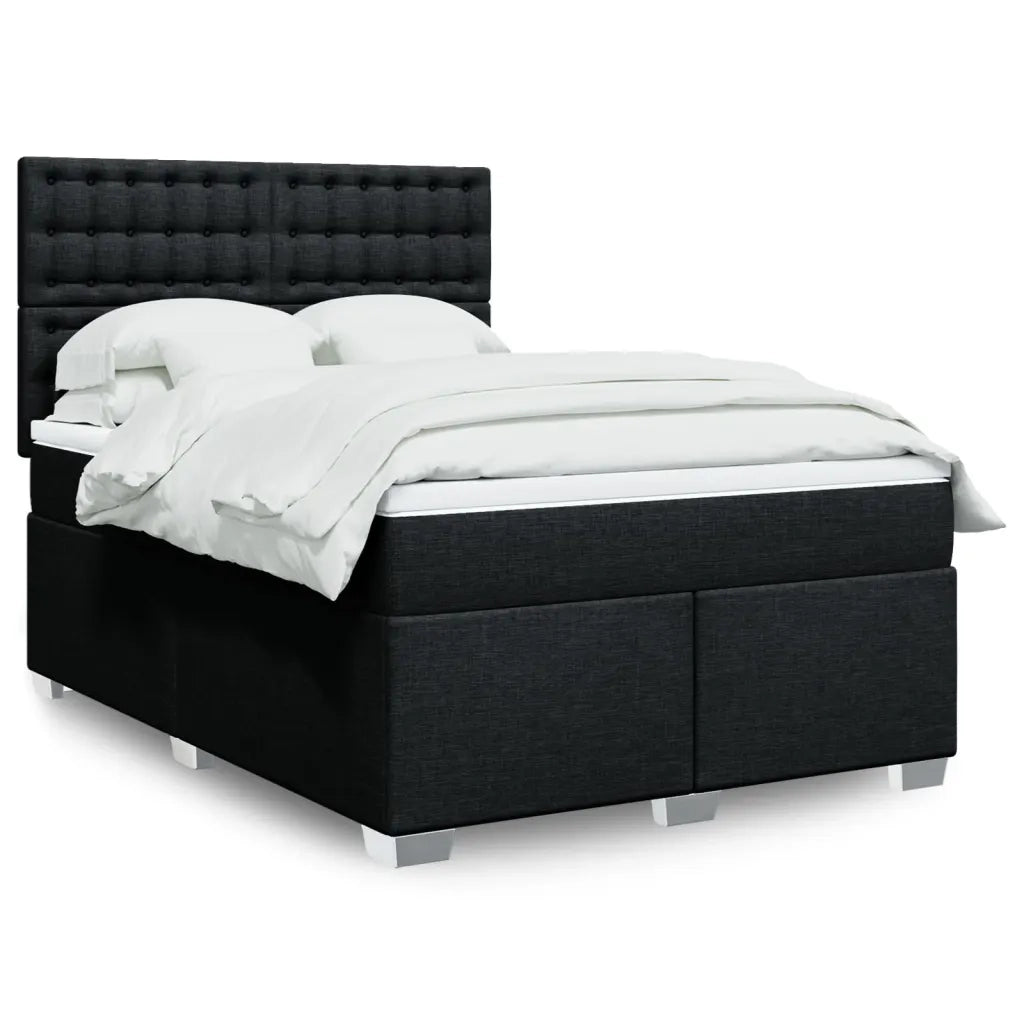 vidaXL Giroletto a Molle con Materasso Nero 140x190 cm in Tessuto