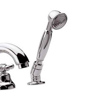 Rubinetto tradizionale bordo vasca con bocca pesante fusa e doccetta in ottone - serie liberty