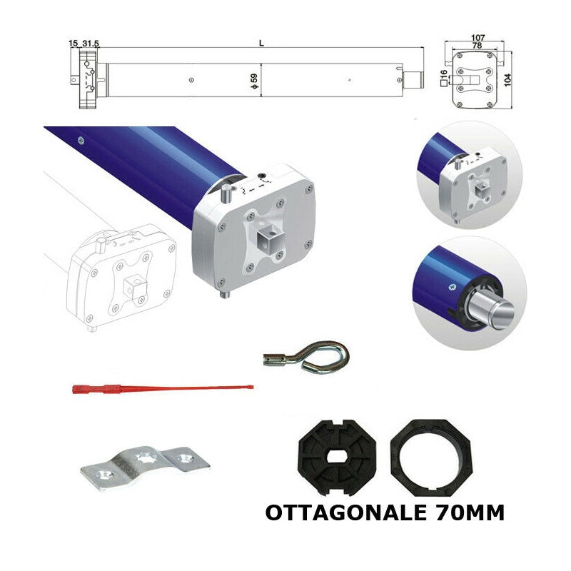 Motore per tapparelle tapparella 80Nm 150kg D.59 con manovra di soccorso sblocco
