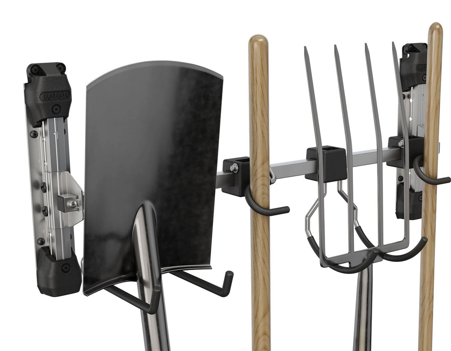 Appendi Attrezzi 74x15x30 cm Keter con 4 Ganci Capacità Totale 36 kg in Acciaio Grigio e Nero